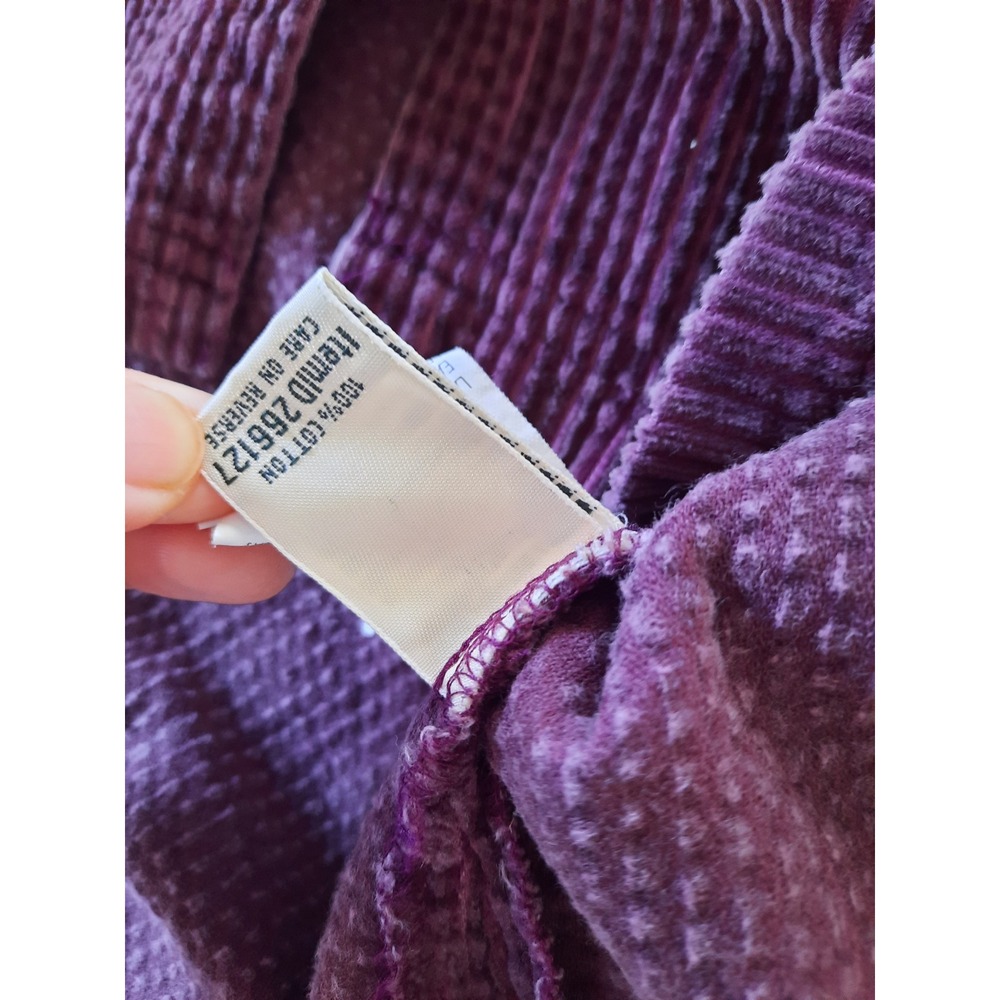 LL Bean Womens Medium Corduroy Pocket Button Down Shirt Plum Purple Cotton - Picture 7 of 9